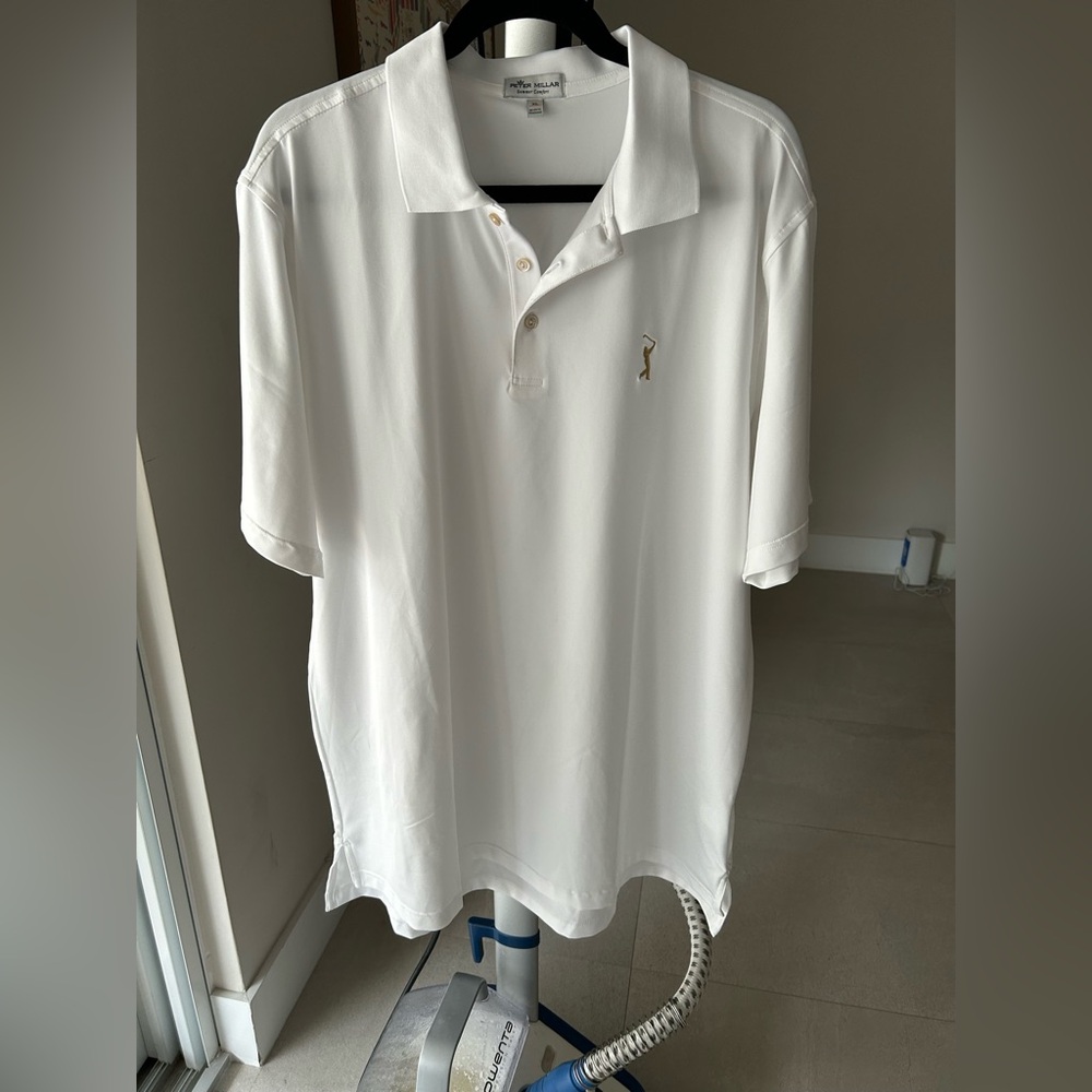 Peter Millar Summer Comforter Men’s Golf Performance Polo Shirt White Size XL